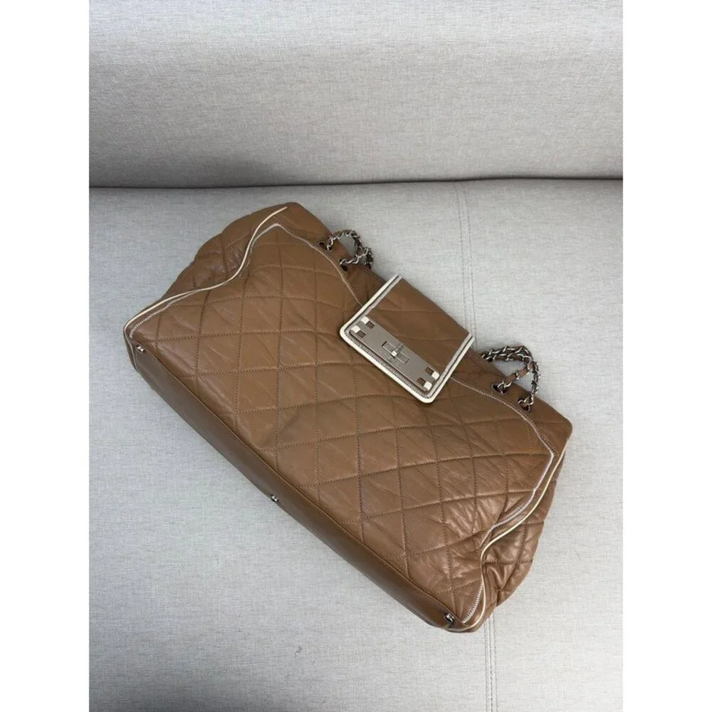 CHANEL Camel Aged Calfskin Reissue Shopping Tote Large SHW